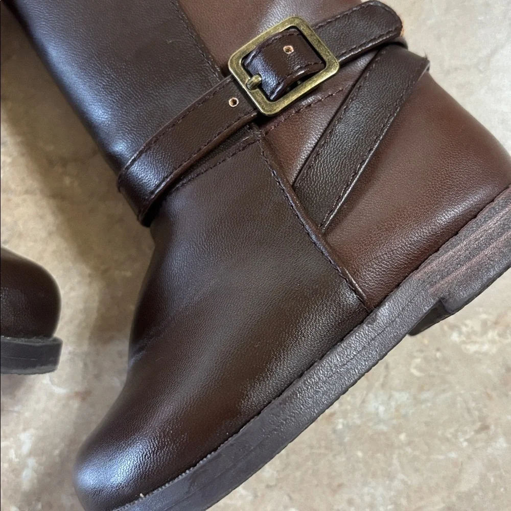 Gymboree Black Brown Faux Leather Zipper Boots Size 4 Toddler